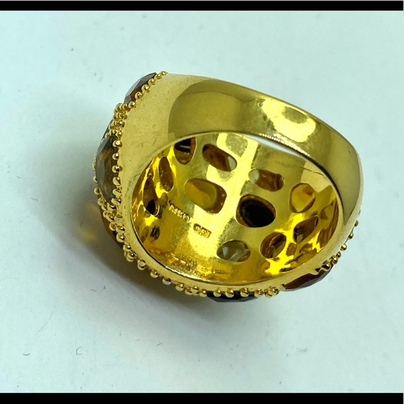 RJG RJ Graziano Topaz & Black Glass Gold Tone Dome Ring Size 10 - Picture 2 of 6